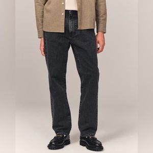 Abercrombie & Fitch Authentic Rigid Denim Loose Jean black wash with relaxed hem